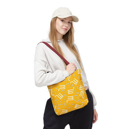 Tote Bag, Scorpio Zodiac Sign, AOP, (Yellow, White)