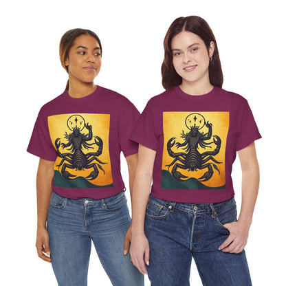 Unisex Heavy Cotton T-Shirt, Scorpion King, Print Art v1, Scorpio Zodiac Design