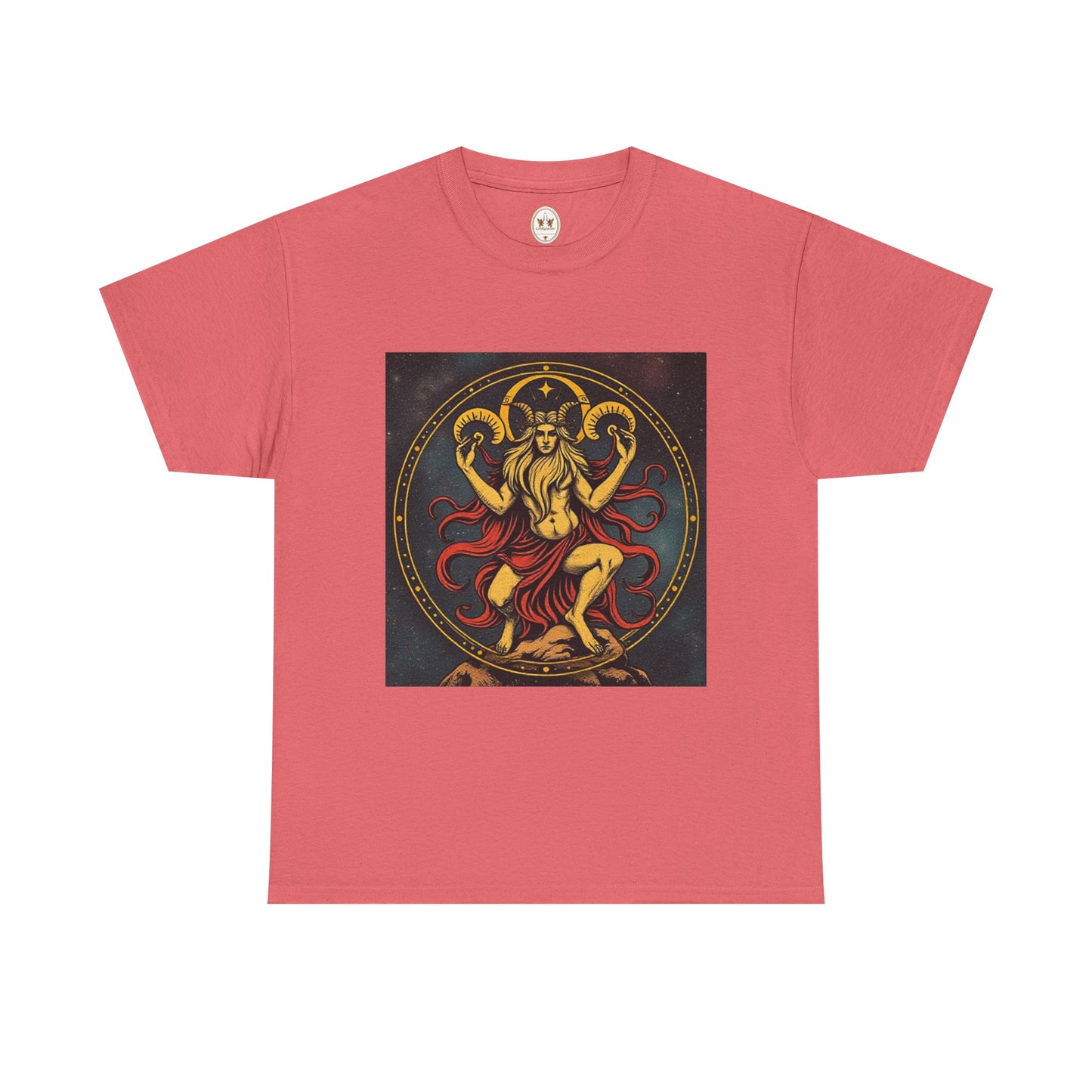 Unisex Heavy Cotton T-Shirt, Aries God 2v, Zodiac Design