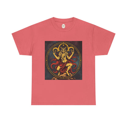 Unisex Heavy Cotton T-Shirt, Aries God 2v, Zodiac Design