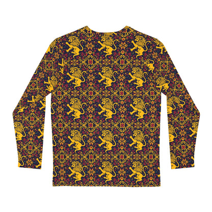 Men's Long Sleeve Shirt, (AOP), Leo, Zodiac v4, Pattern