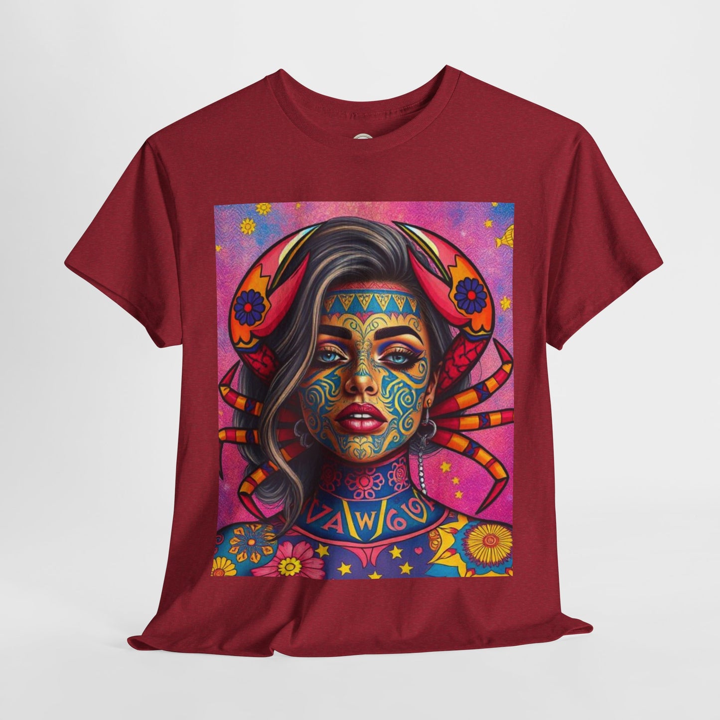 Unisex Heavy Cotton T-Shirt, Cancer, Zodiac v3, Sexy Art