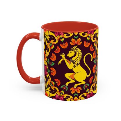Accent Coffee Mug, Virgo, Zodiac v1. Flower Pattern, (11, 15oz)