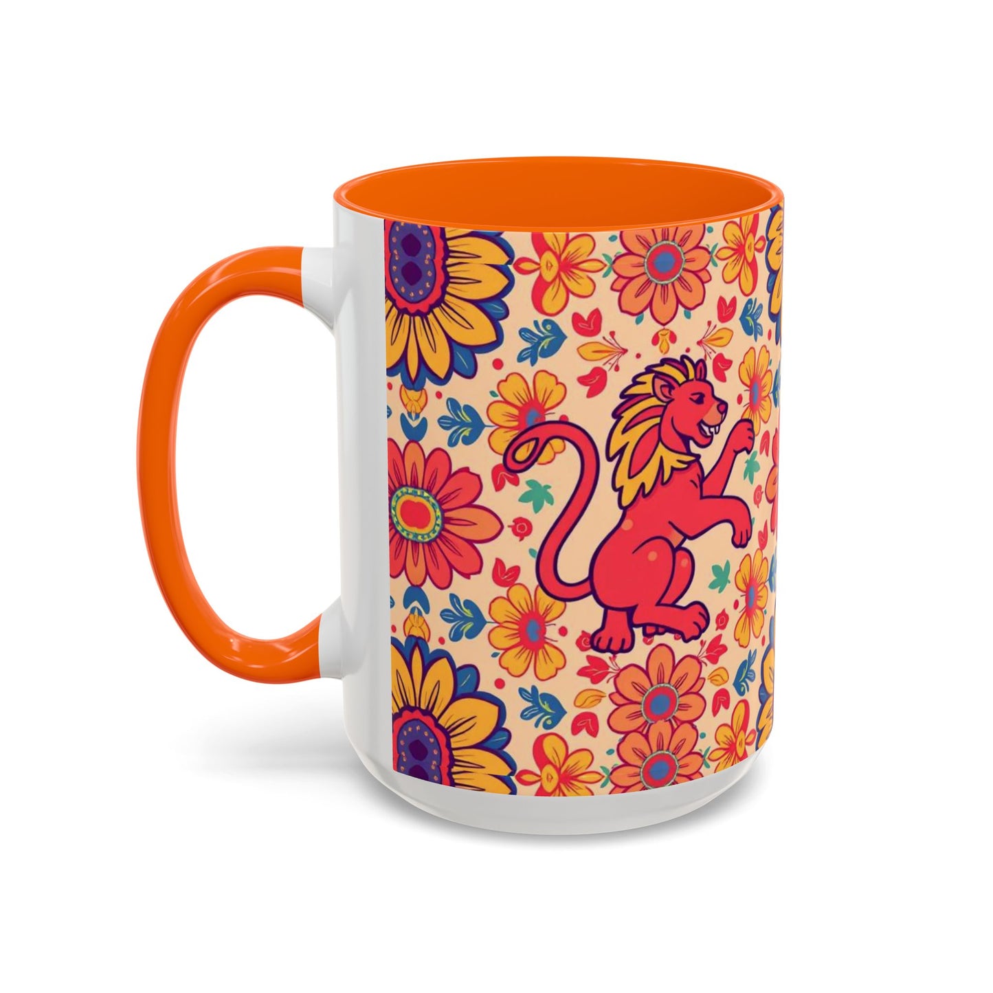 Accent Coffee Mug, Leo, Zodiac, Flower Pattern, (11, 15oz)
