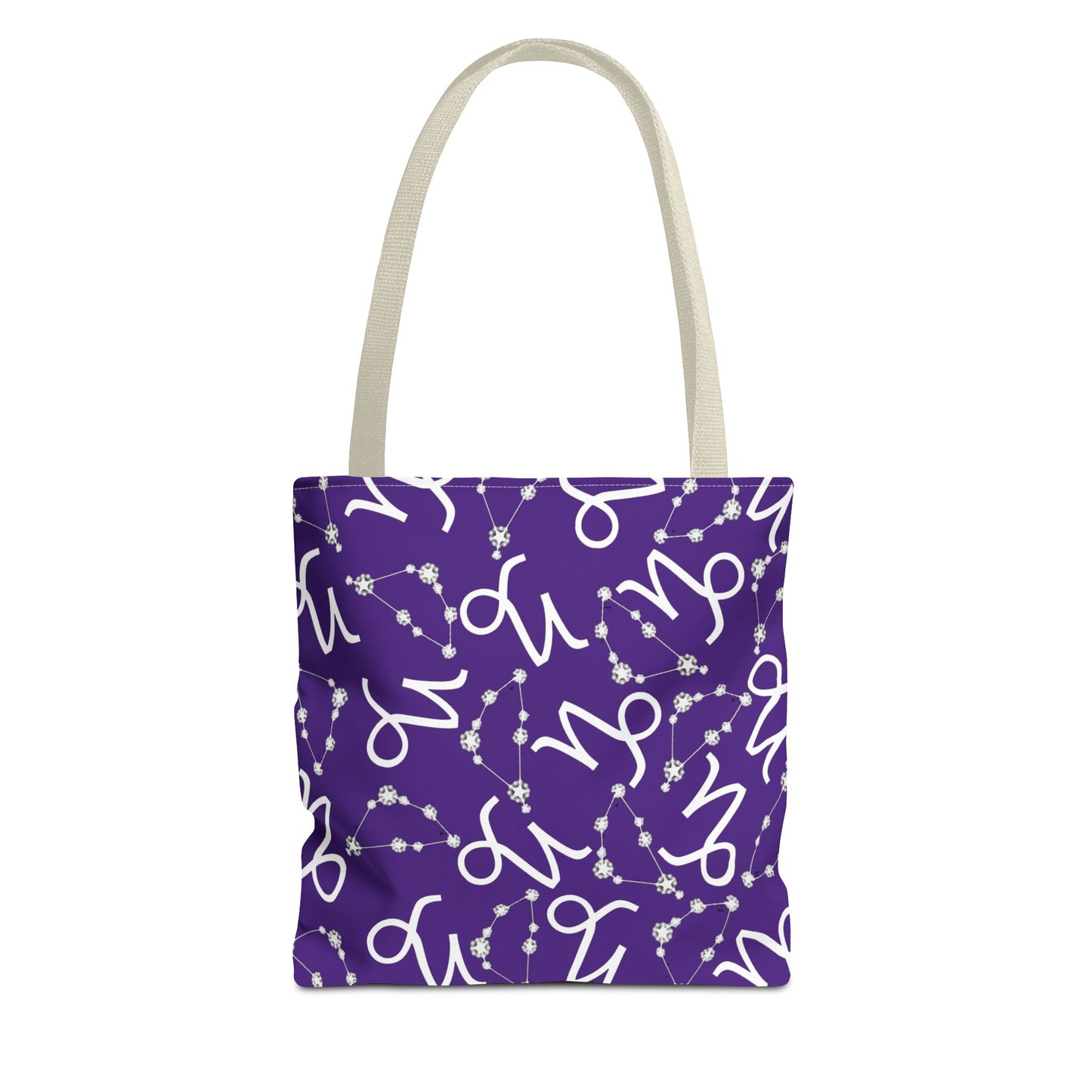 Tote Bag, Capricorn Zodiac Sign, AOP, (Purple, White)