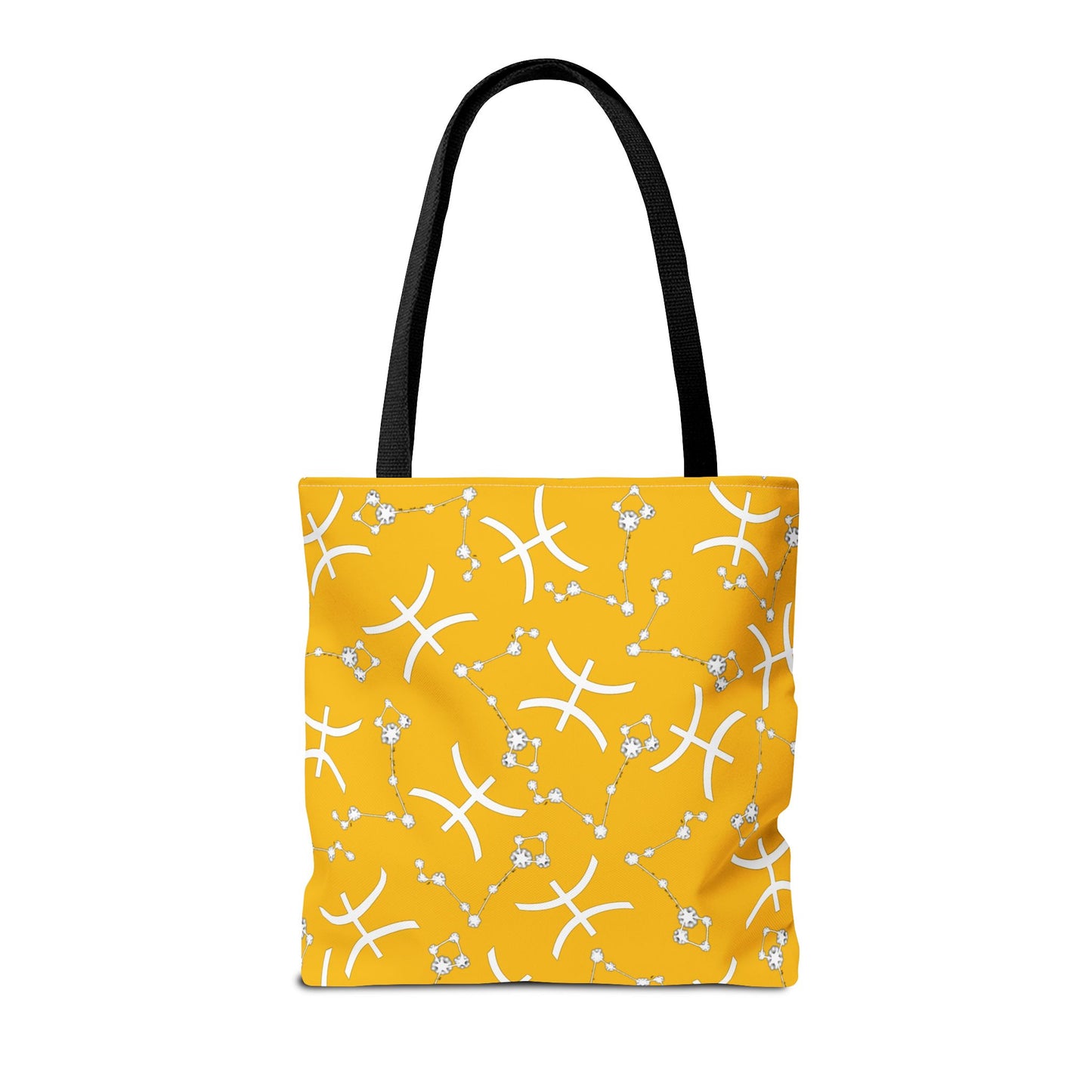 Tote Bag, Pisces Zodiac Sign, AOP, (Yellow, White)