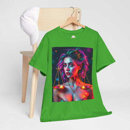 Unisex Heavy Cotton T-Shirt, Libra, Zodiac v3, Sexy Art