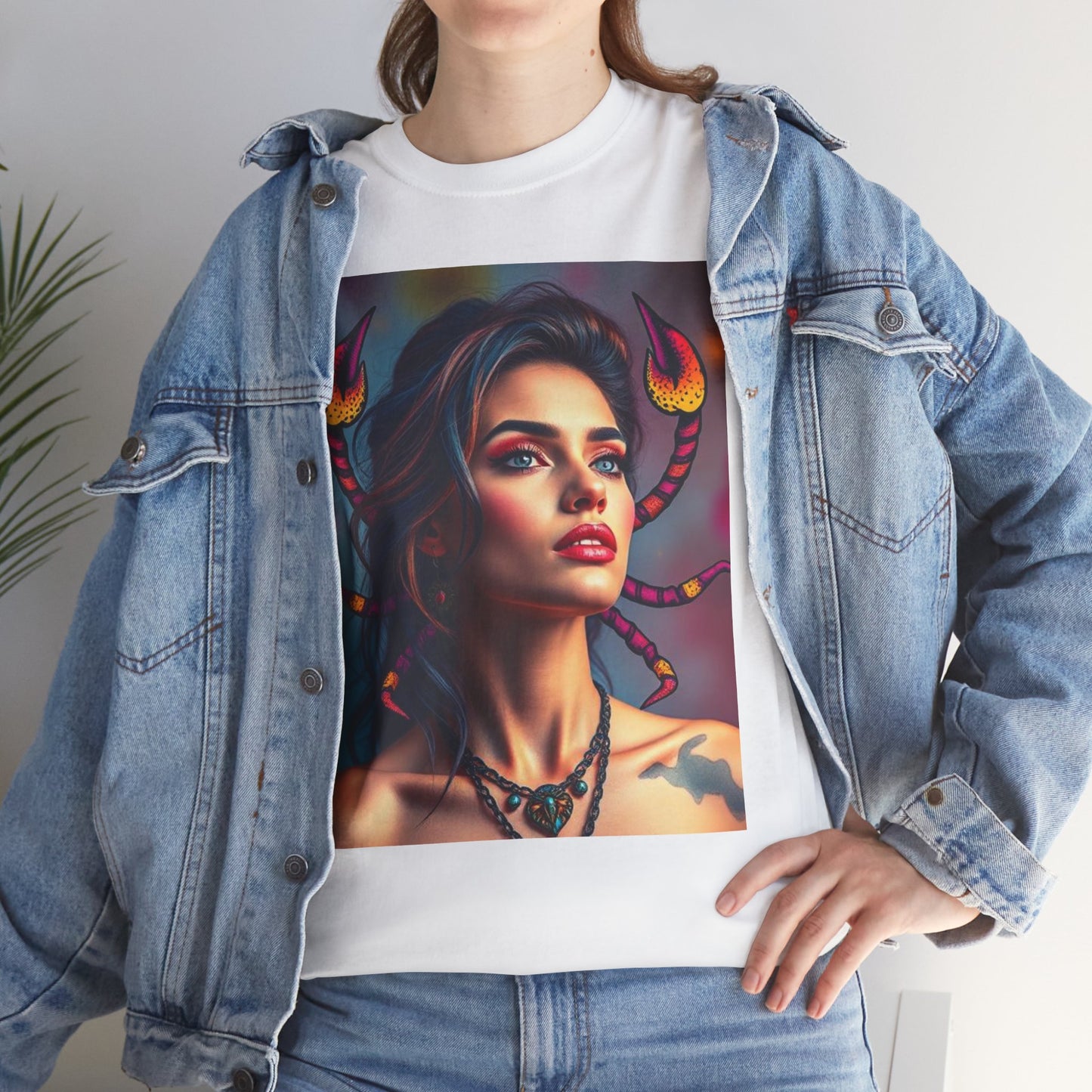 Unisex Heavy Cotton T-Shirt, Scorpio, Zodiac v2, Sexy Art