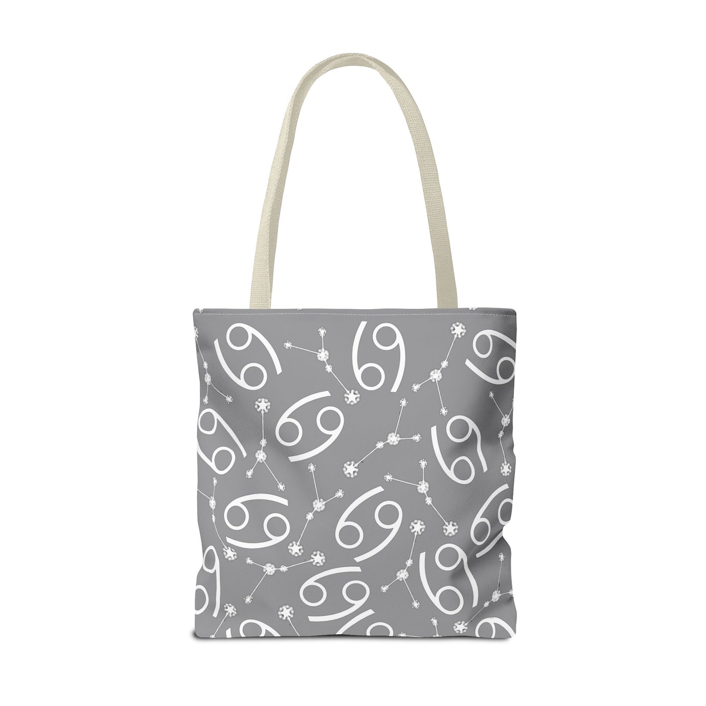 Tote Bag, Cancer Zodiac Sign, AOP, (Grey, White)