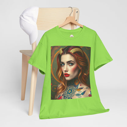 Unisex Heavy Cotton T-Shirt, Capricorn, Zodiac v3, Sexy Art