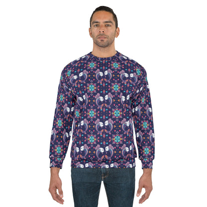 Unisex Sweatshirt (AOP), Pisces, Zodiac v4, Jewel Pattern