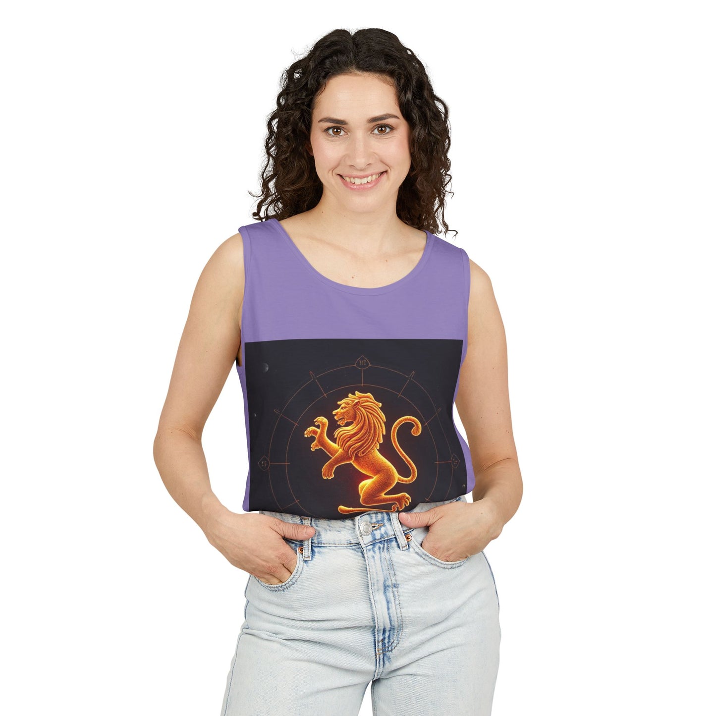 Unisex Garment-Dyed, Tank Top, Leo Design, Space Animal v1, 100% US cotton
