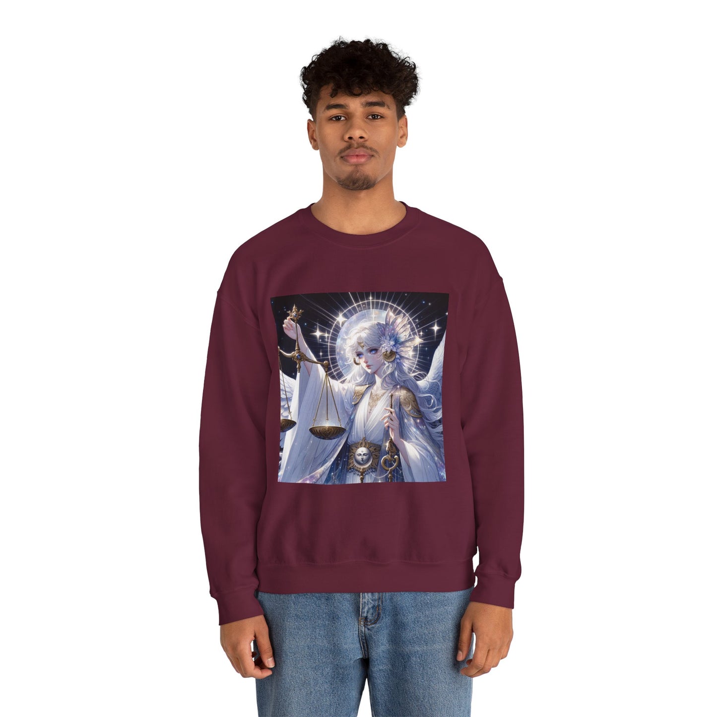 Unisex Heavy Blend™ Crewneck Sweatshirt,anime angel, Libra Zodiac Design