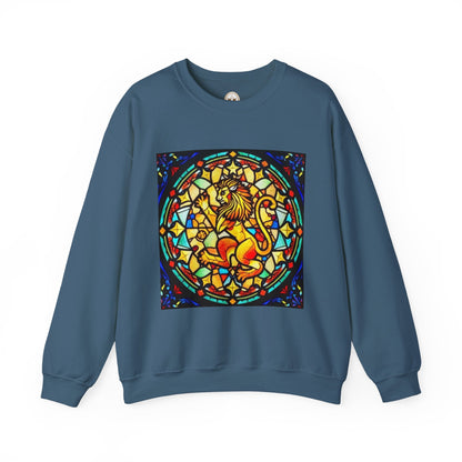 Unisex Heavy Blend™ Crewneck Sweatshirt, Glass 1, Leo Zodiac Design