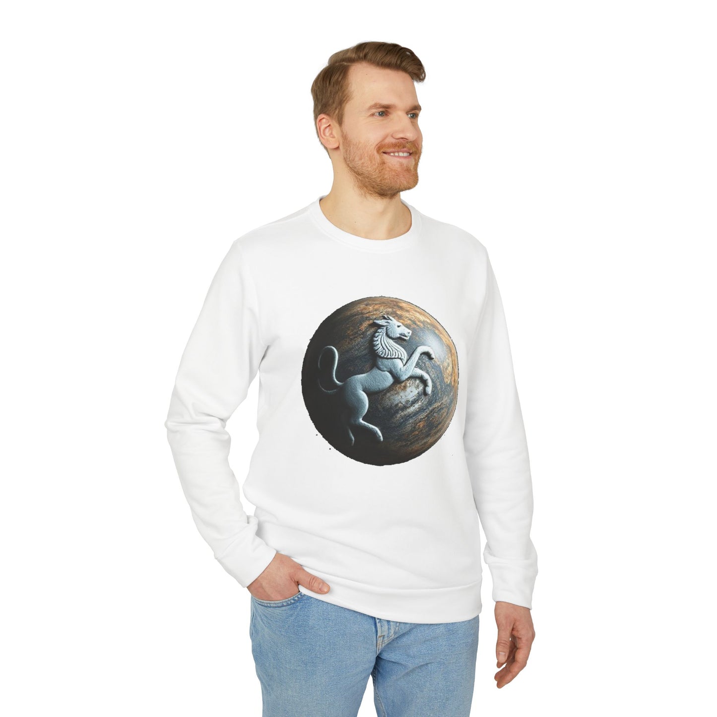 Adidas, Unisex Fleece Crewneck Sweatshirt, Aquarius, Planet Animal, Zodiac