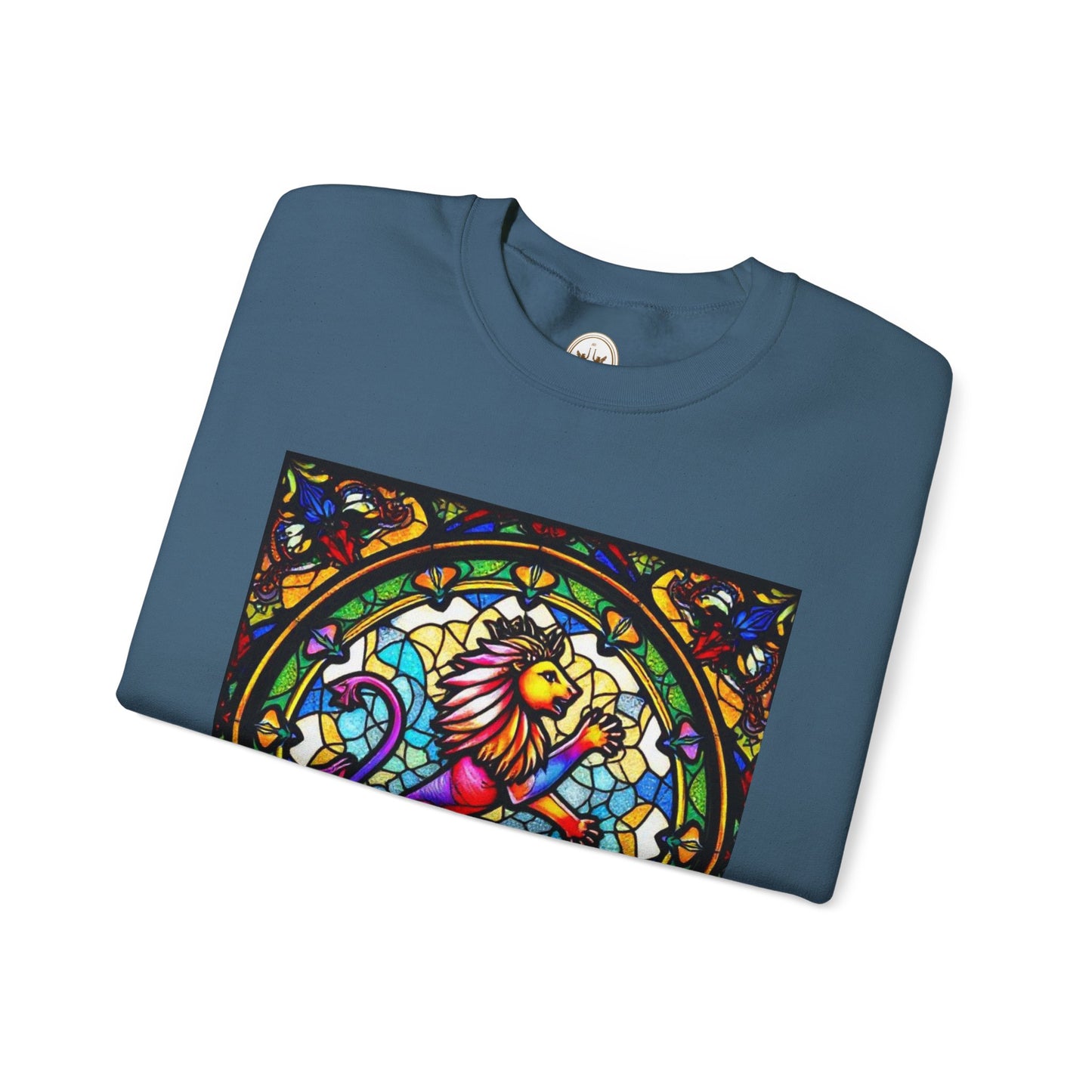 Unisex Heavy Blend™ Crewneck Sweatshirt, Glass, Leo Zodiac Design