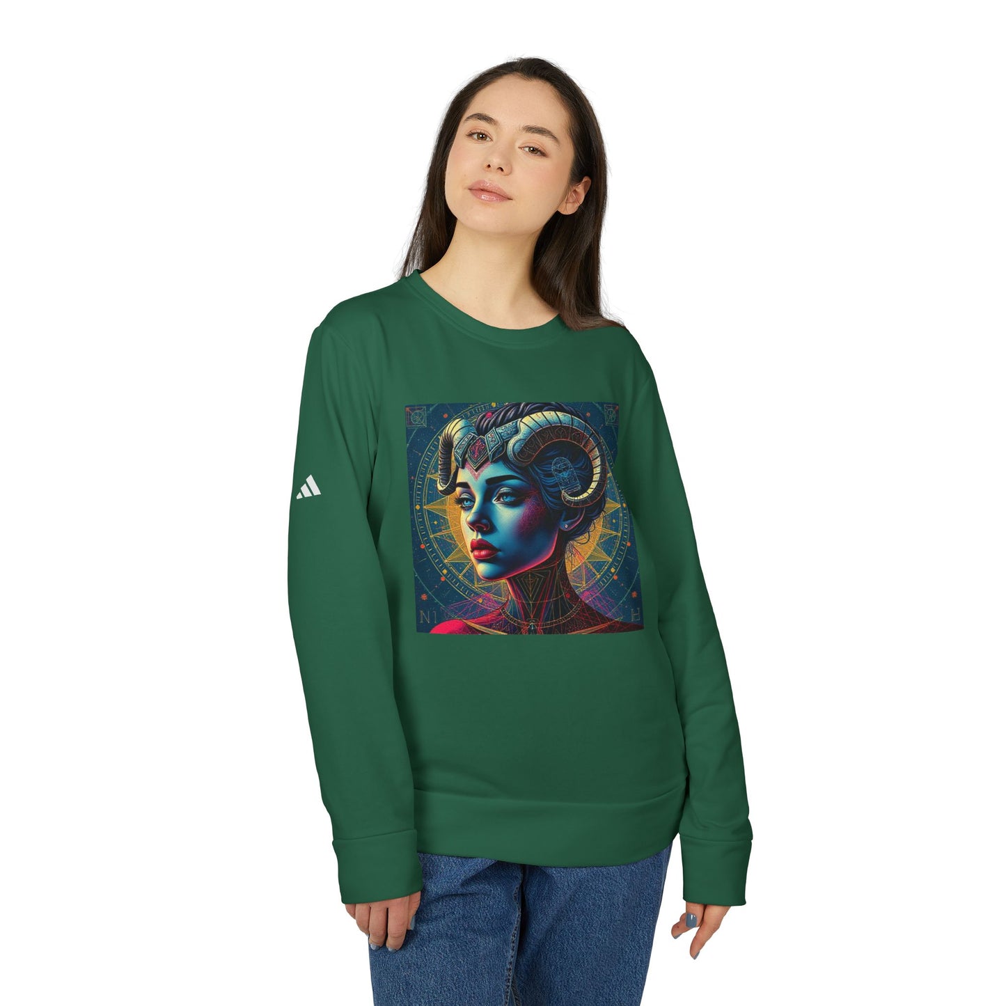 Adidas, Unisex Fleece Crewneck Sweatshirt, Aries, Pop Art, Zodiac