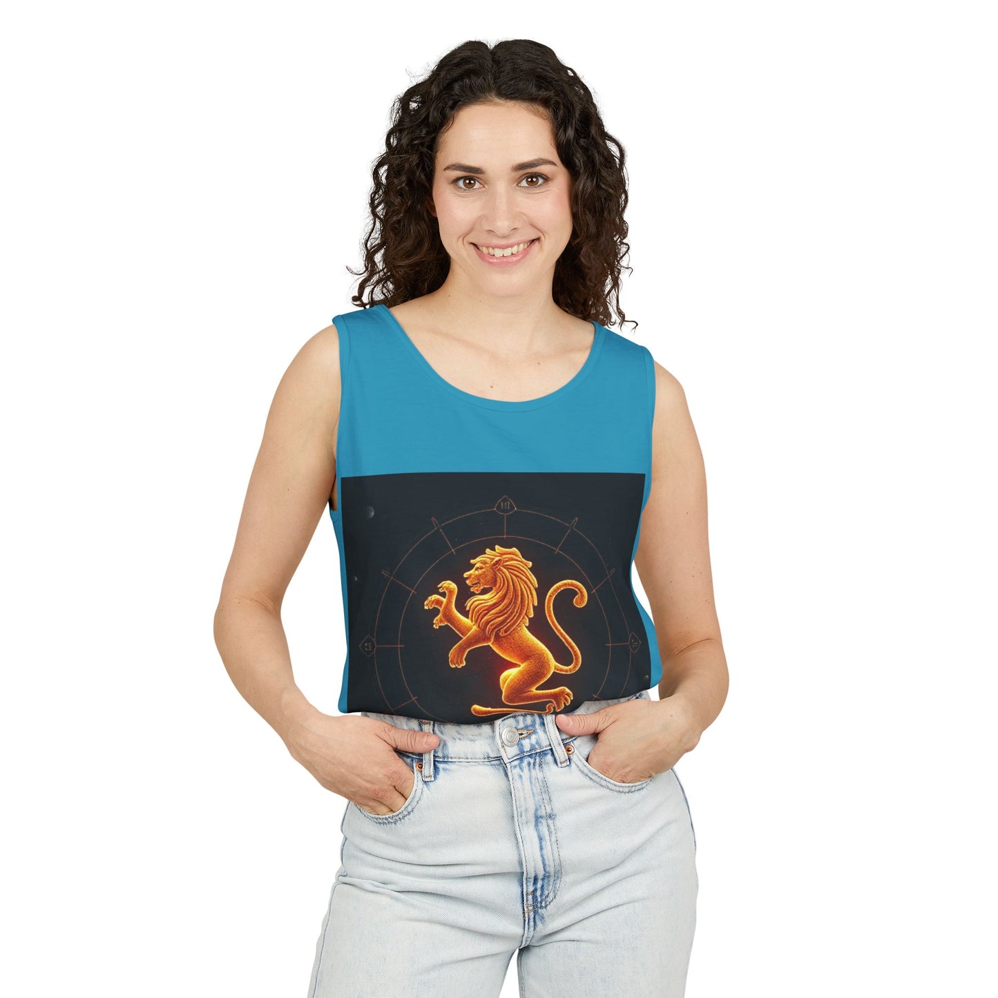 Unisex Garment-Dyed, Tank Top, Leo Design, Space Animal v1, 100% US cotton