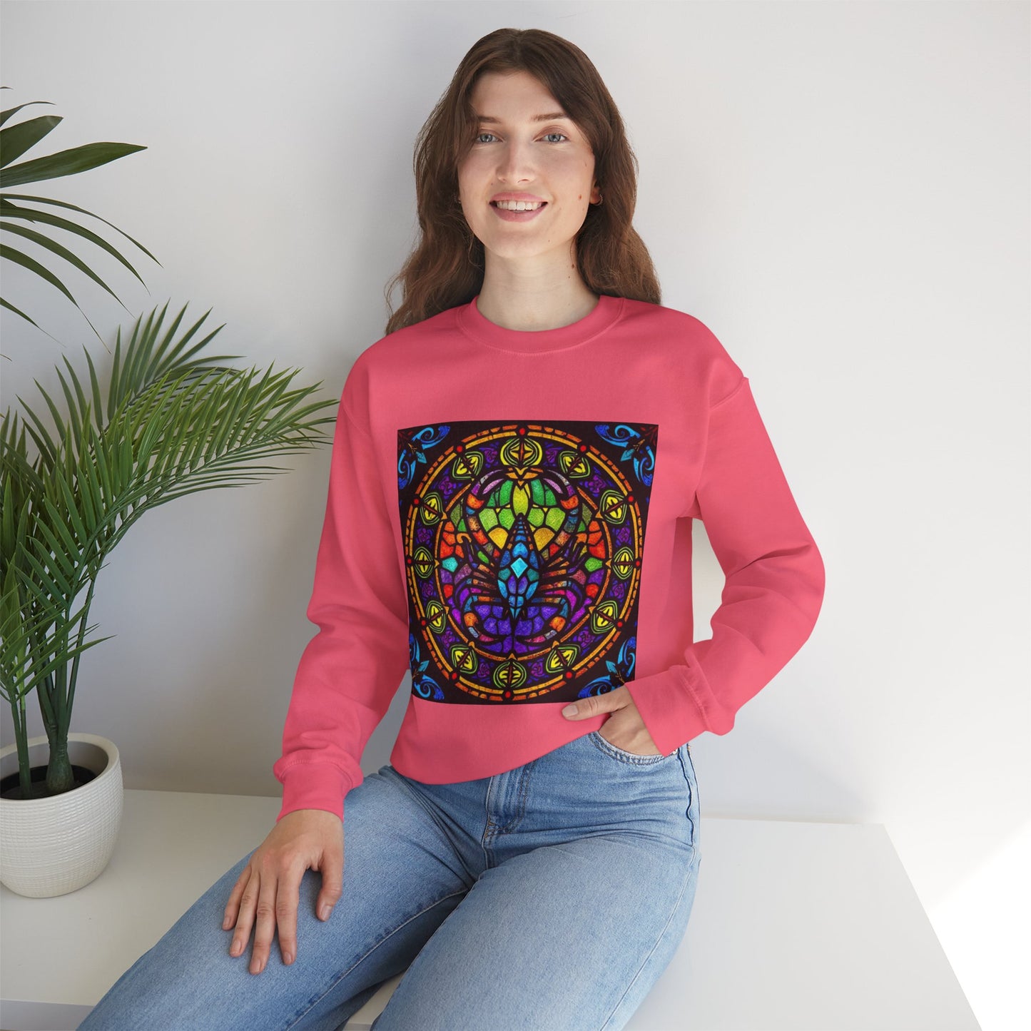 Unisex Heavy Blend™ Crewneck Sweatshirt, Glass 1, Scorpio Zodiac Design