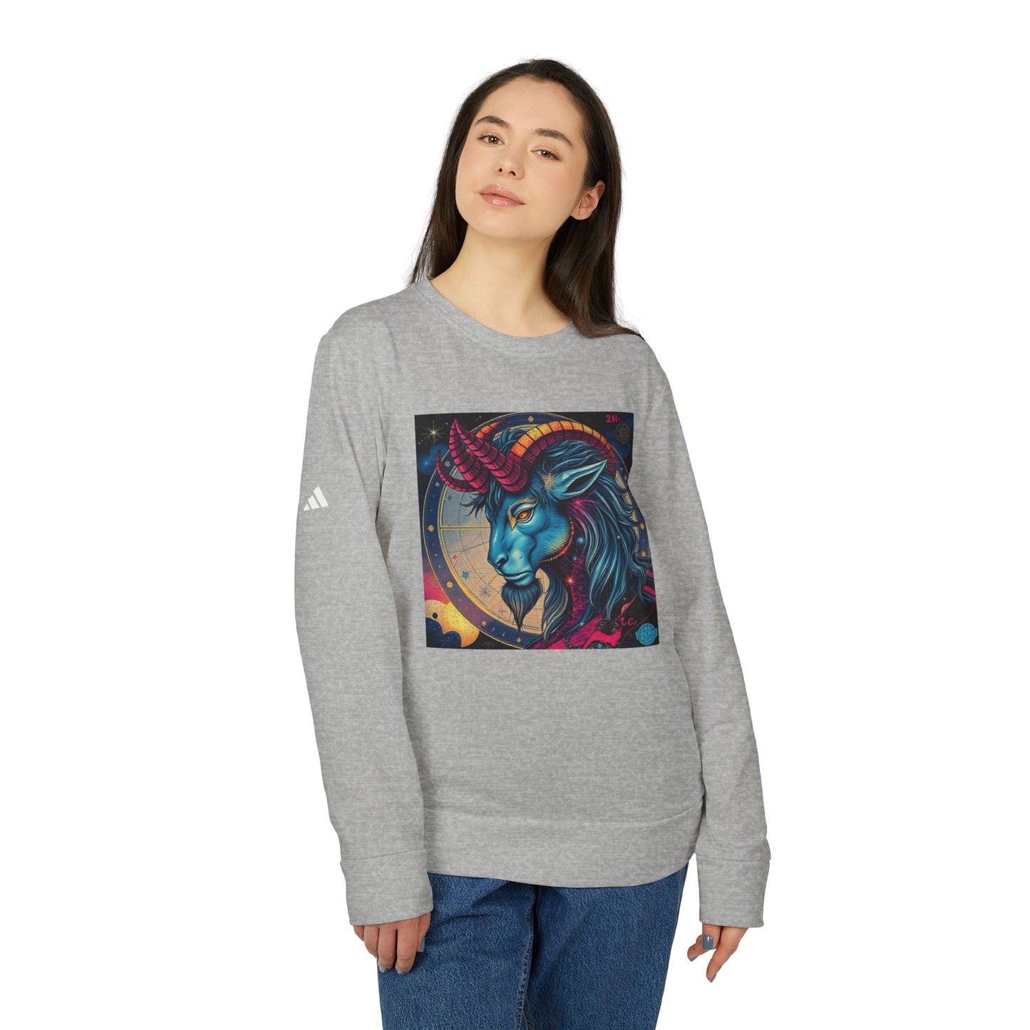 Adidas, Unisex Fleece Crewneck Sweatshirt, Capricorn, Pop Art v1, Zodiac