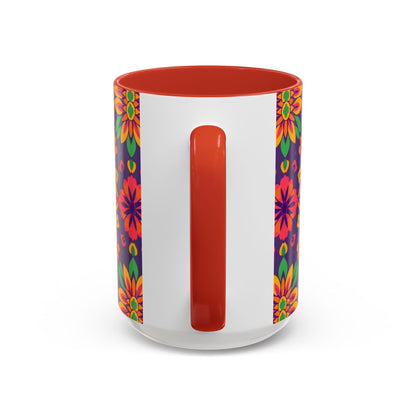 Accent Coffee Mug, Aquarius, Zodiac v2, Flower Pattern, (11, 15oz)