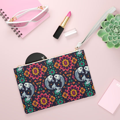 Clutch Bag, Pisces, Zodiac v1, Flower Pattern