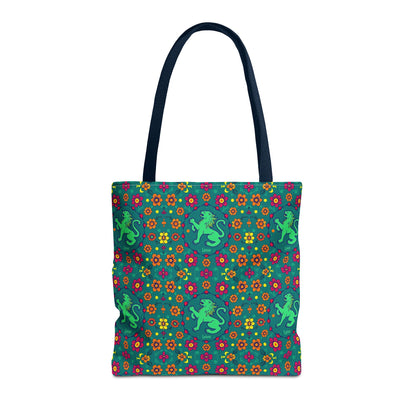 Tote Bag (AOP), Leo, Zodiac v1, Flower Pattern