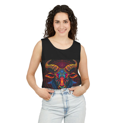 Unisex Garment-Dyed, Tank Top, Taurus Design, Pop Art v1, 100% US cotton