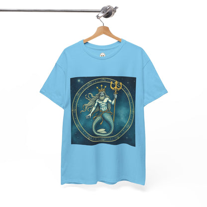 Unisex Heavy Cotton T-Shirt, Aquarius God 6v, Zodiac Design