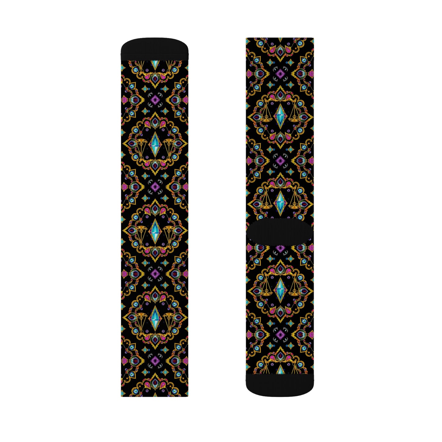 Sublimation Socks, Libra, Zodiac v3, Jewel Pattern