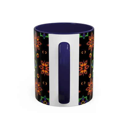 Accent Coffee Mug, Libra, Zodiac v4, Flower Pattern, (11, 15oz)