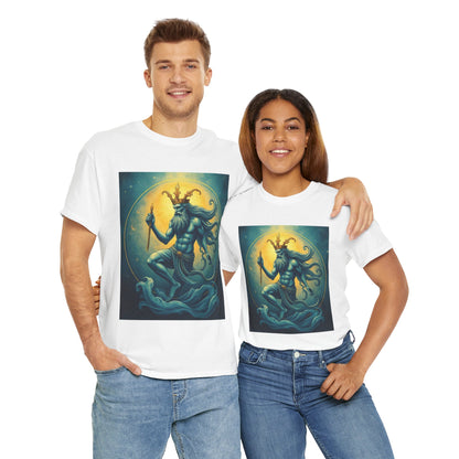 Unisex Heavy Cotton T-Shirt, Aquarius God, Zodiac Design