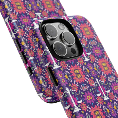 Tough Cases, Libra, Zodiac v4, Flower Pattern