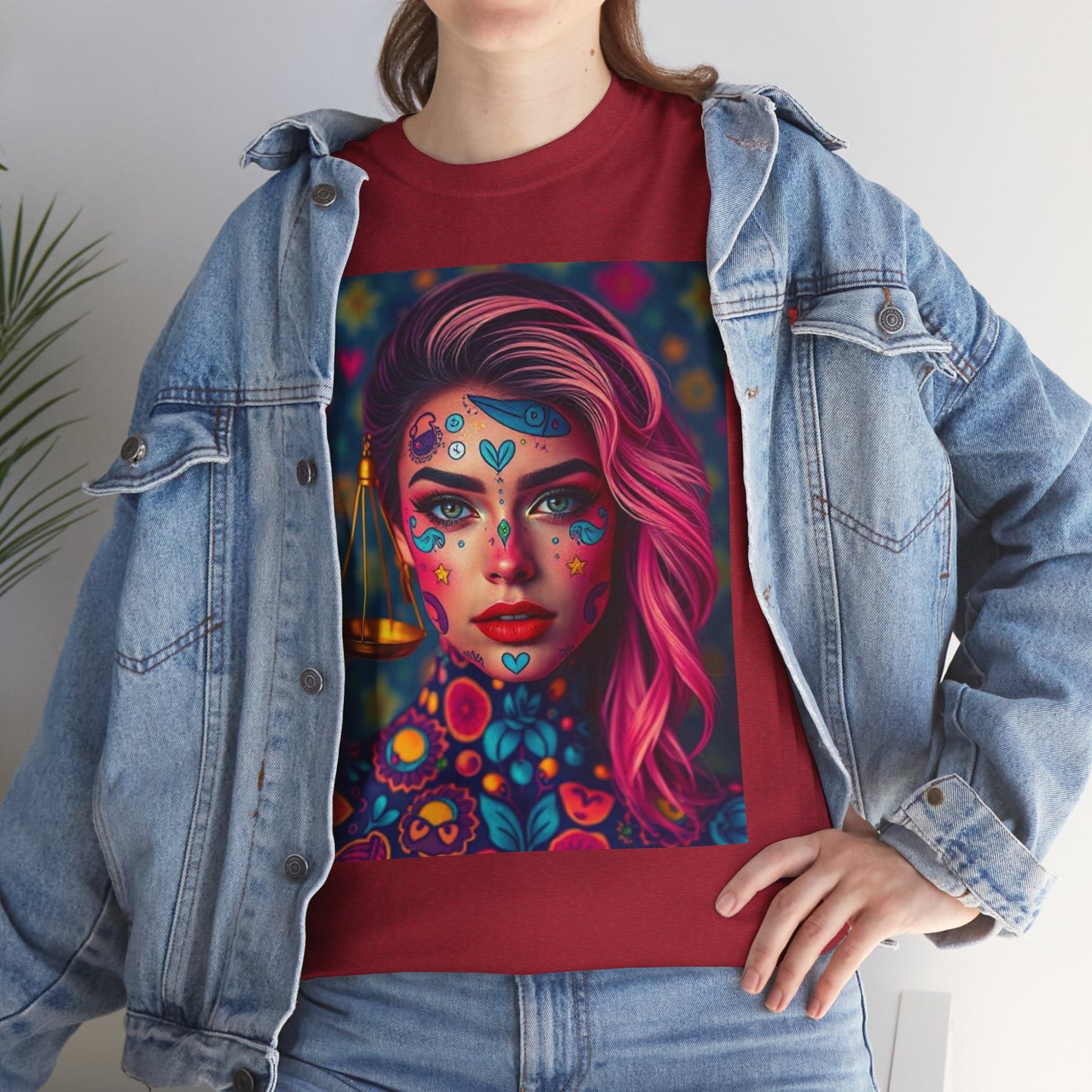 Unisex Heavy Cotton T-Shirt, Libra, Zodiac v2, Sexy Art