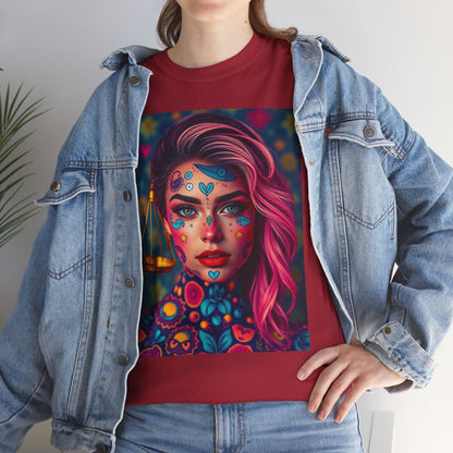 Unisex Heavy Cotton T-Shirt, Libra, Zodiac v2, Sexy Art