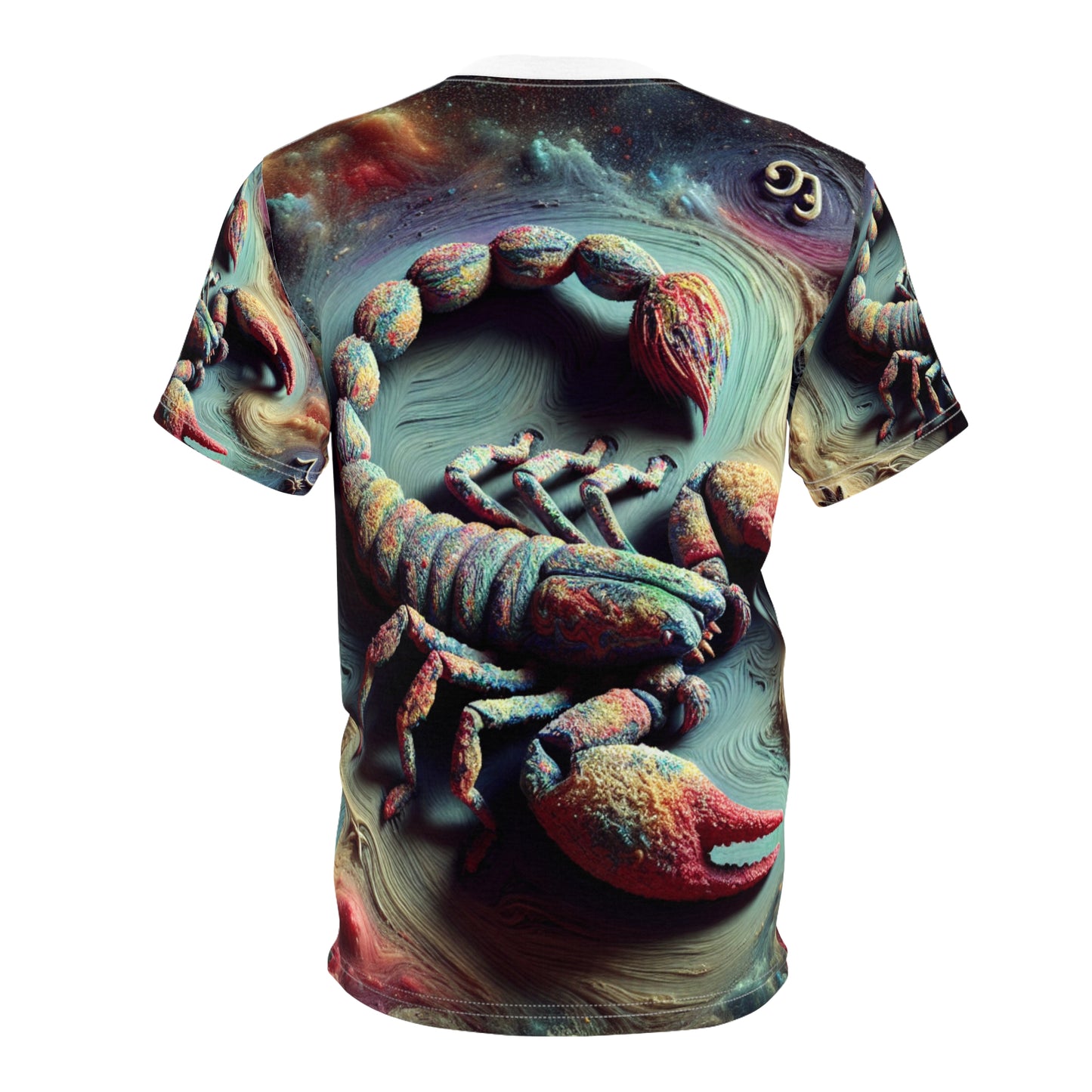 Unisex Cut & Sew T-Shirt (AOP), Trippy Mist, Scorpio Zodiac Design, Regular fit, 100% Polyester