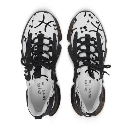 Women's Mesh Sneakers, Constellation & Symbol, Pisces Zodiac Sign, AOP