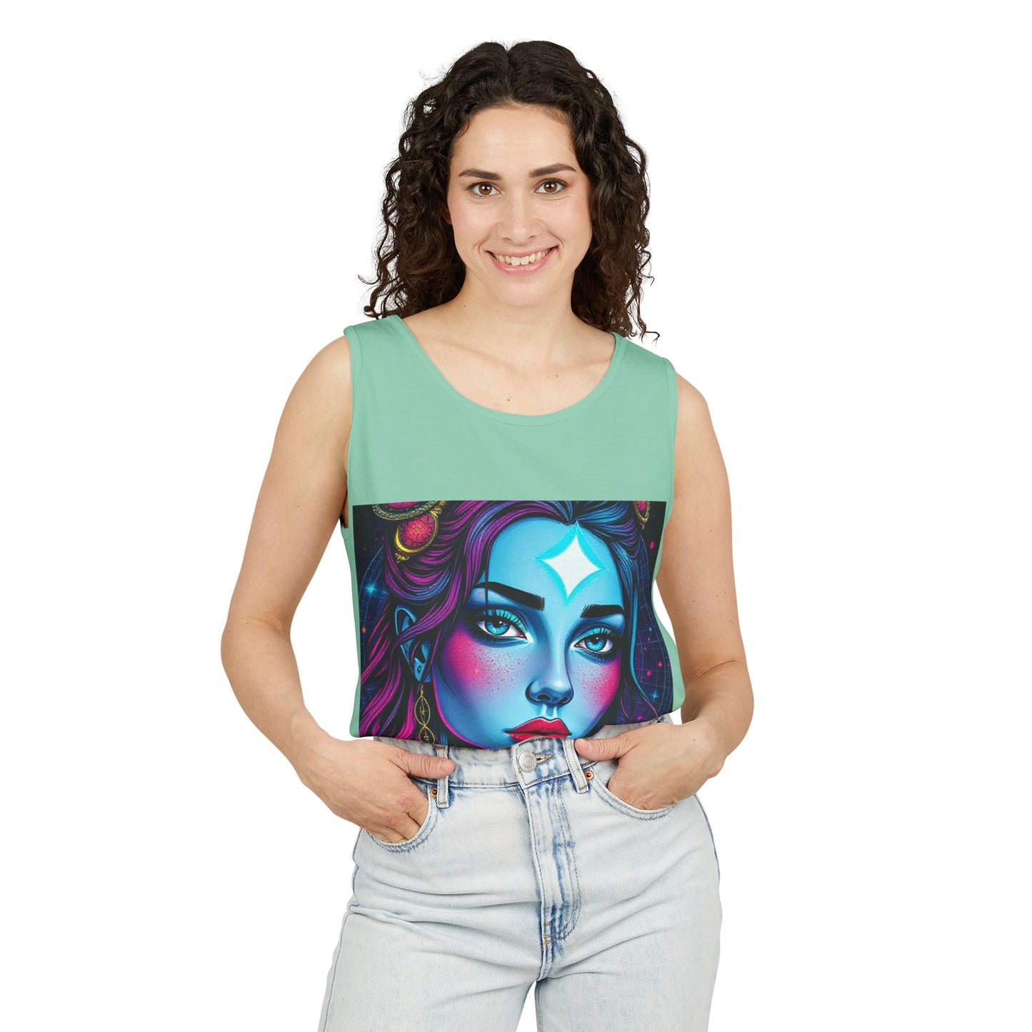 Unisex Garment-Dyed, Tank Top, Gemini, Pop Art, 100% US cotton