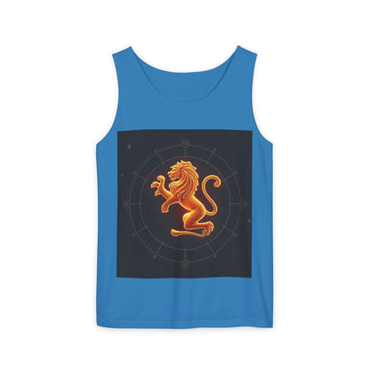 Unisex Garment-Dyed, Tank Top, Leo Design, Space Animal v1, 100% US cotton