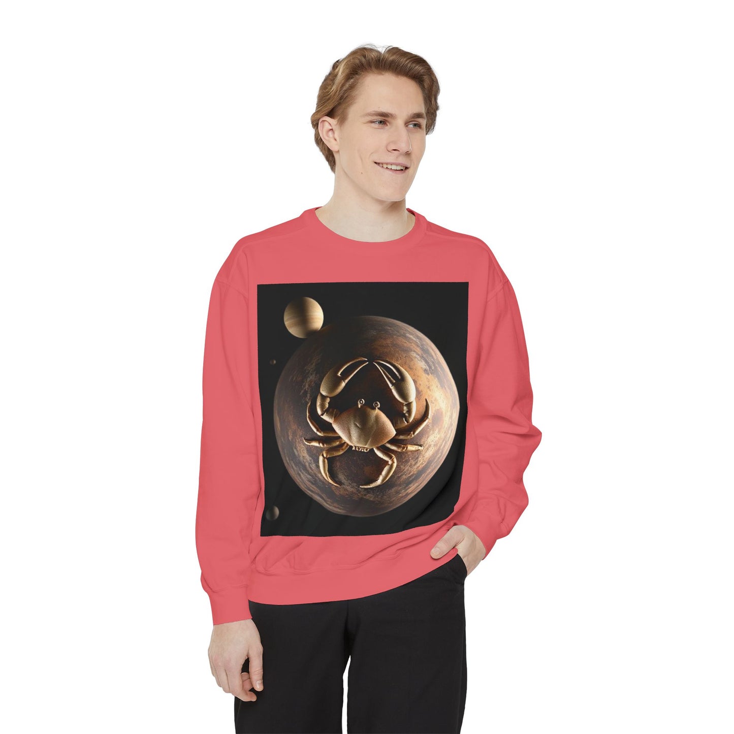 Garment-Dyed Sweatshirt, Unisex, Space Animal Design v1, Cancer