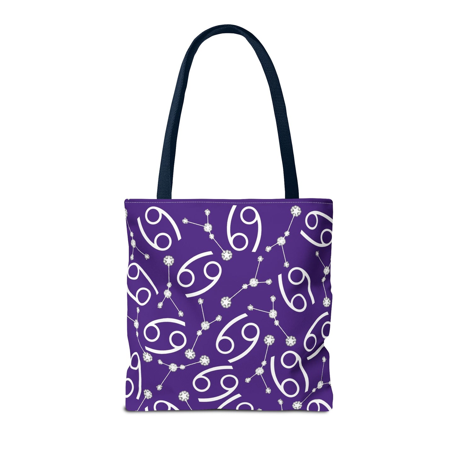 Tote Bag, Cancer Zodiac Sign, AOP, (Purple, White)