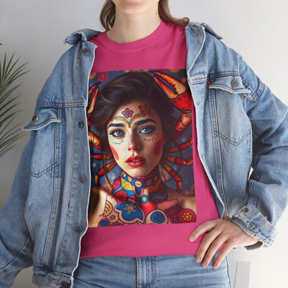 Unisex Heavy Cotton T-Shirt, Cancer, Zodiac v1, Sexy Art