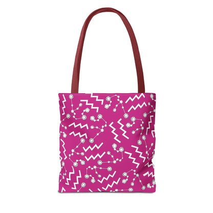 Tote Bag, Aquarius Zodiac Sign, AOP, (Pink, White)