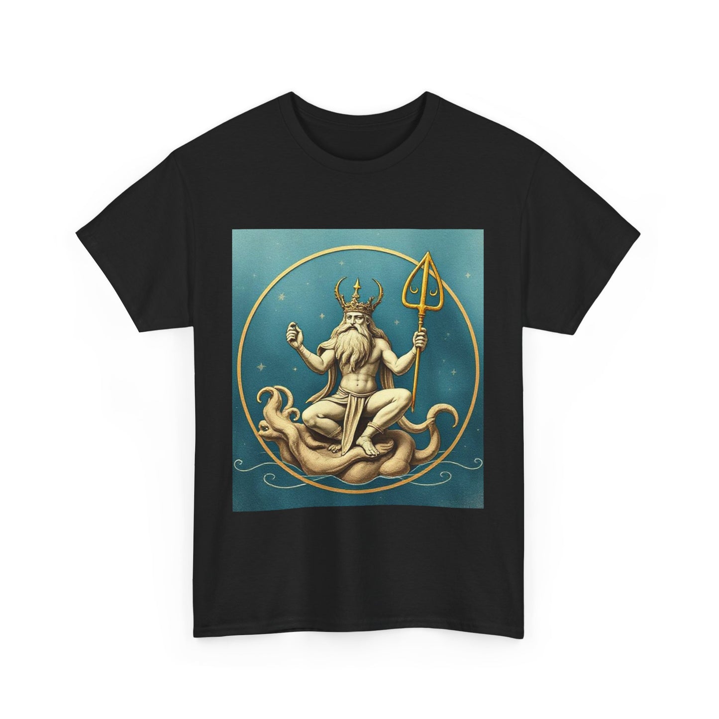 Unisex Heavy Cotton T-Shirt, Aquarius God 2v, Zodiac Design