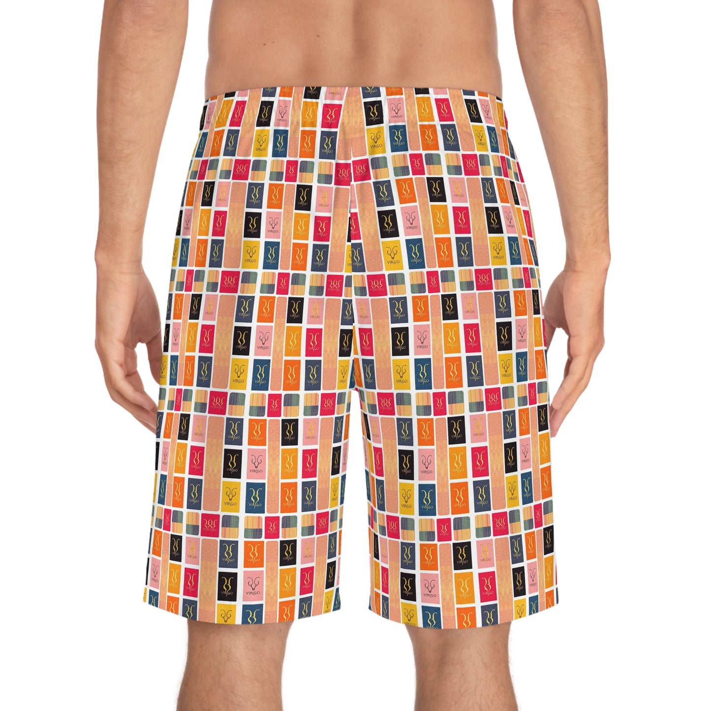 Men's Board Shorts, (AOP), Virgo, Zodiac v2, Shape Pattern