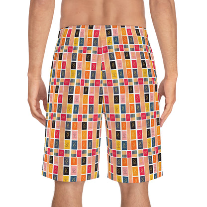 Men's Board Shorts, (AOP), Virgo, Zodiac v2, Shape Pattern