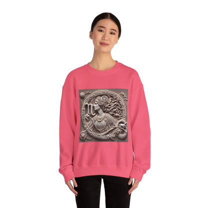 Unisex Heavy Blend™ Crewneck Sweatshirt, Stone Carving, Virgo Zodiac Design