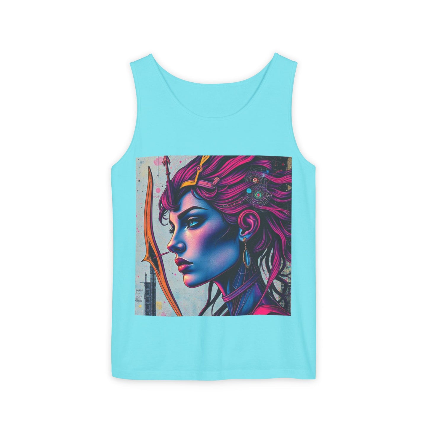 Unisex Garment-Dyed, Tank Top, Sagittarius Design, Pop Art, 100% US cotton