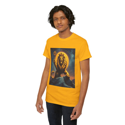 Unisex Heavy Cotton T-Shirt, King of Lions v2, Leo Zodiac Design