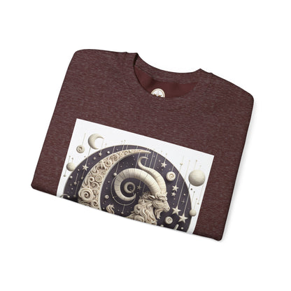 Unisex Heavy Blend™ Crewneck Sweatshirt, Stone Moon, Capricorn Zodiac Design